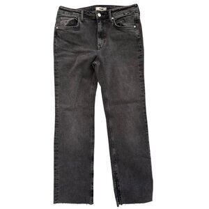 Cotton Black Mavi Maria Slit High Rise Flare Denim Jeans with Pockets - 30 x 30